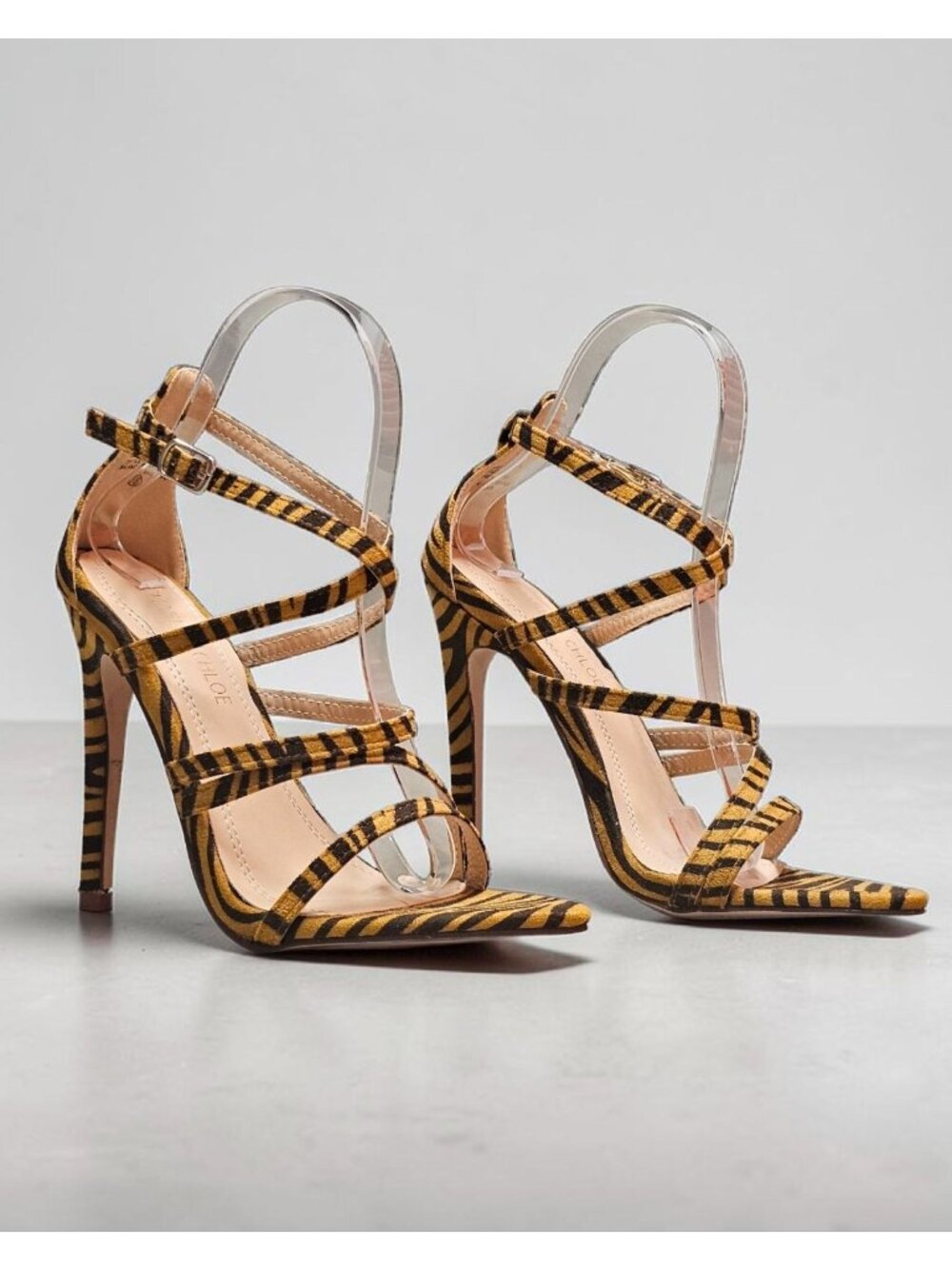 Zebra Print Strappy Stiletto High Heels With Adjustable Buckle Closure Bold Desi